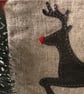 Christmas Reindeer Appliquéd Small Linen Purse  - Image 5