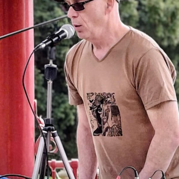 Roman fresco on blue