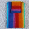 Mobile Phone Cover in Rainbow Stripe Cotton Fabric. Suitable larger sized Phones