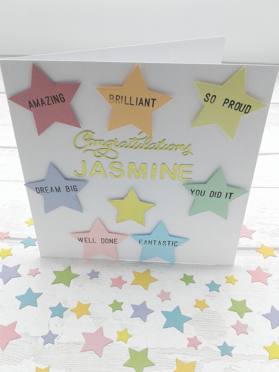 Congratulations card. Exam success card. Graduation card. Personalised card.