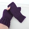 50% 0ff Sale Knitted Fingerless Mittens Dark Purple