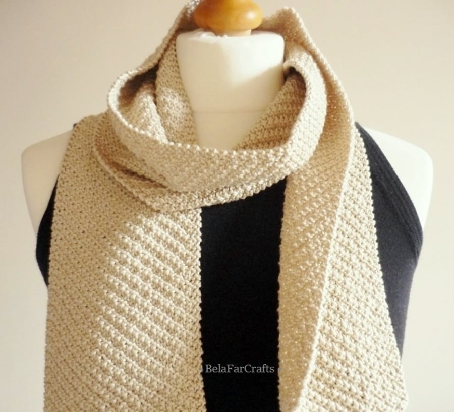 Men's beige cotton scarf - Father's Day - Cotton anniversary gift