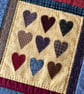 Hand Quilted Nine Heart Country Style Wallhanging Quilt FREE POSTAGE - Image 1