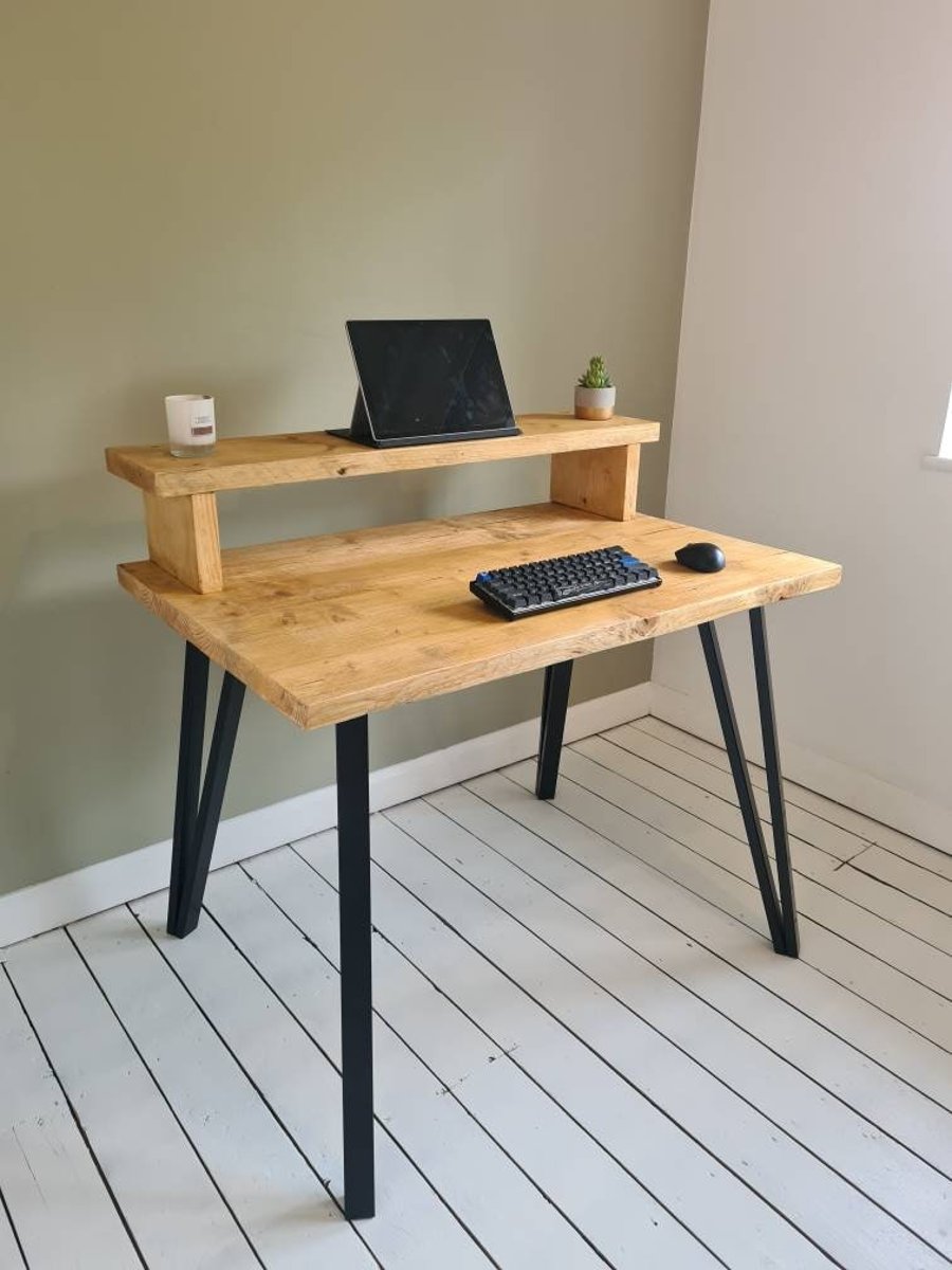 Rustic Reclaimed Desk With Shelf Riser