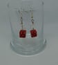Red Millefiori Cube Earrings - Image 4