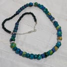 Sea green glass beaded necklace