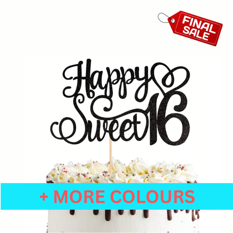 16th Birthday Cake Topper, Happy 16th Birthday Cake Topper, Custom Cake Toppers