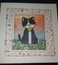 Quirky art handrawn set of 5 beautiful handmade whimsical cute cat blank cards - Image 3
