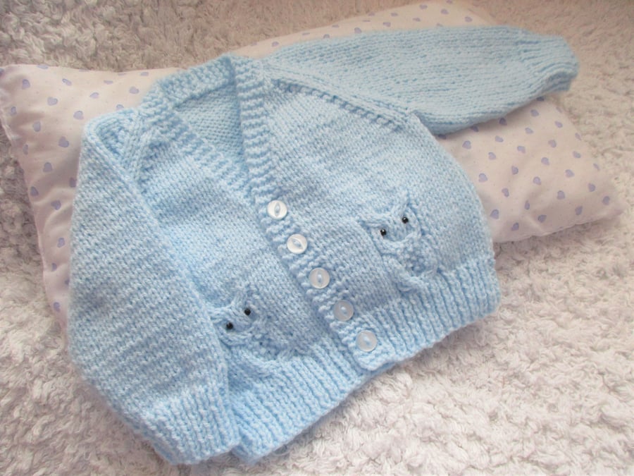 16" Baby Boys Owl Cardigan