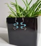 925 Silver & Blue Glass Cats Eye Dangle Earrings Earings Gift Jewellery Jewelry - Image 9