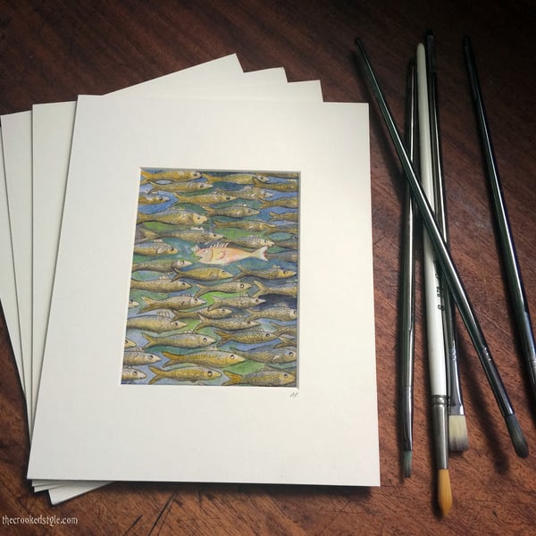 Swimming Against The Tide - High Quality Window Mounted 10" x 8" Giclee Print