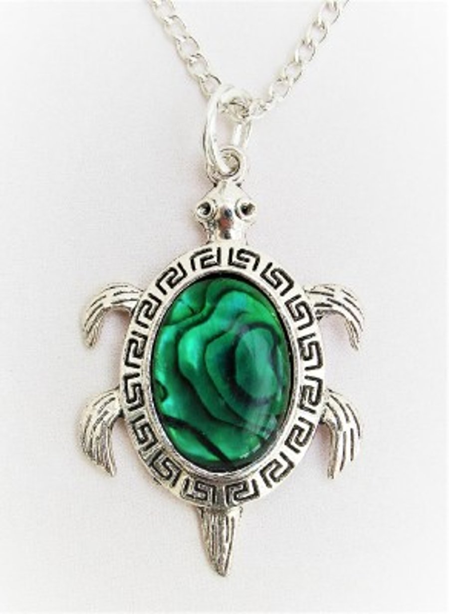 Turtle Pendant with Dyed Green Abalone