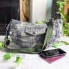 Camo Print Canvas Sling Bag or Dumpling Cross Body Bag Upcycled Fabric