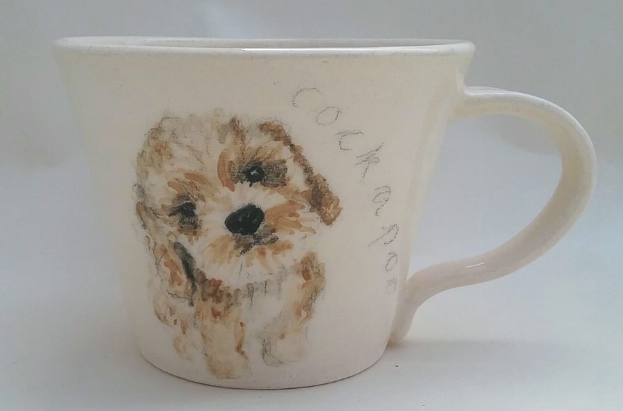 Ceramic handthrown cockerpoo cup - handmade pottery dog lover gift mug