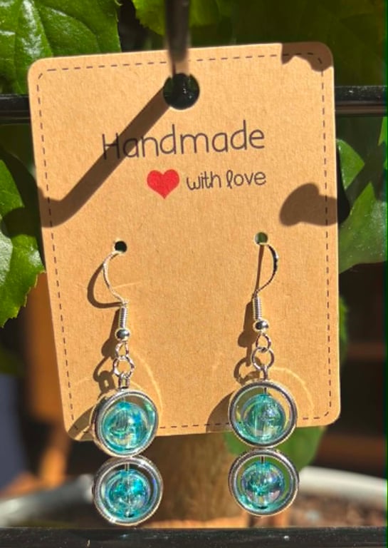 Handmade 925 Silver-Plated Hook Earrings with Bead Dangles