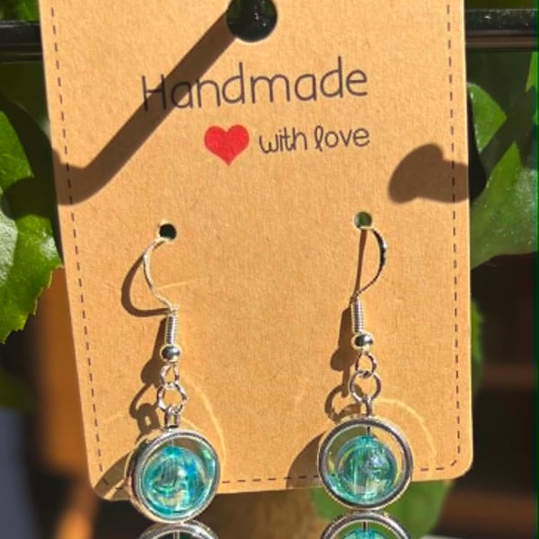 Handmade 925 Silver-Plated Hook Earrings with Bead Dangles