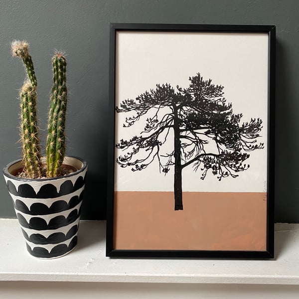 Ashdown Pine no.60, original A4 artwork, hand drawn, painted, autumn brown