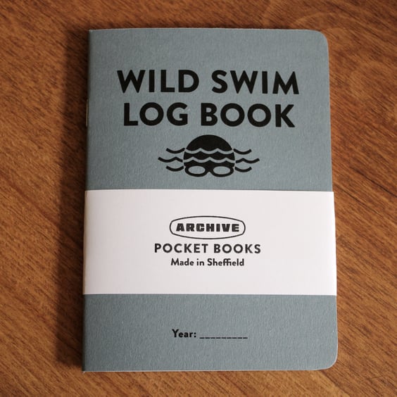 Single A6 ‘Wild Swim’ pocket log book with typographic design cover