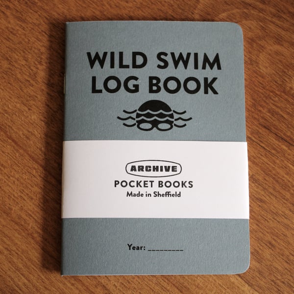 Single A6 ‘Wild Swim’ pocket log book with typographic design cover