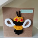 Hand Made Knitted Bee Birthday Card, Birthday Card For Him&Her, Bee Card
