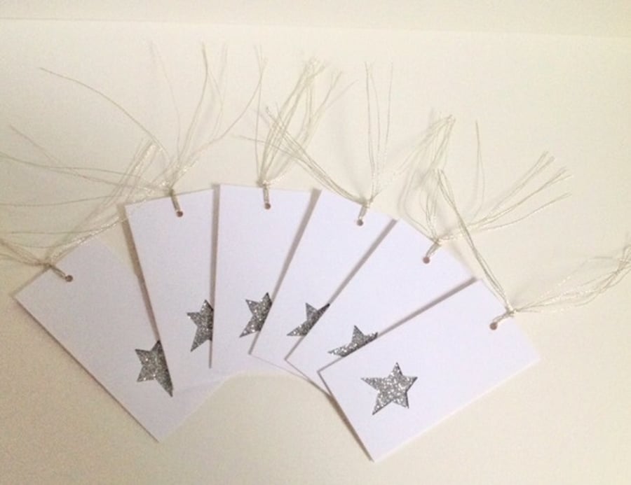 Christmas Gift Tags,'Star of Wonder'Set of Six Handmade Xmas Gift Tags