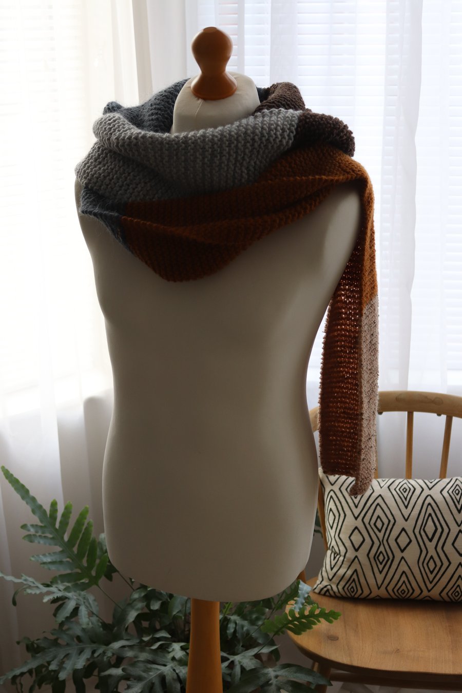 Hand knitted hooded scarf (HS1)