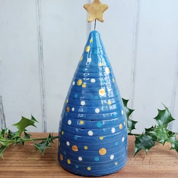 Large blue Christmas tree ornament