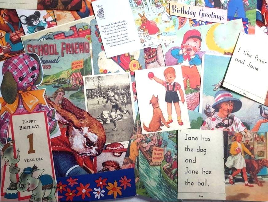 Vintage Children's illustrations scrapbook journalling collage pack 