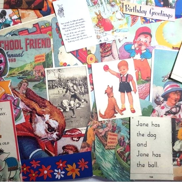 Vintage Children's illustrations scrapbook journalling collage pack 
