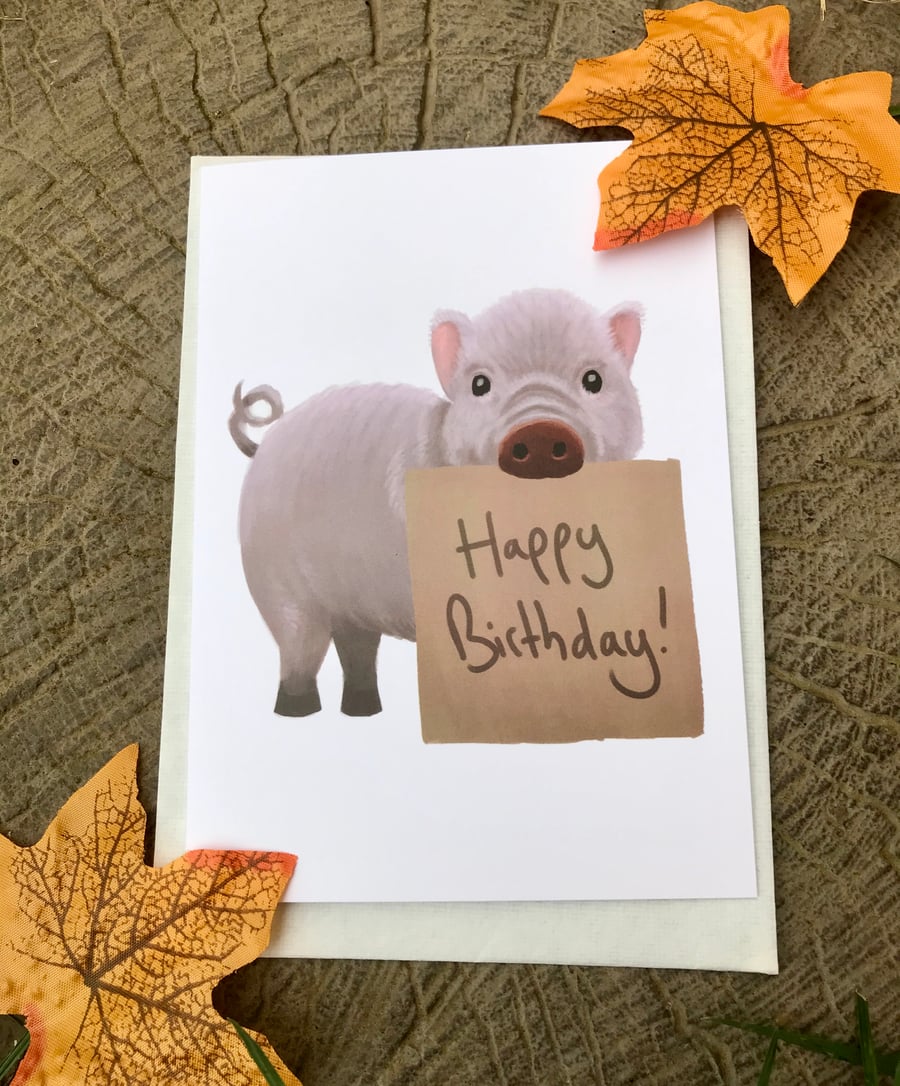Happy Birthday Pig Greeting Card