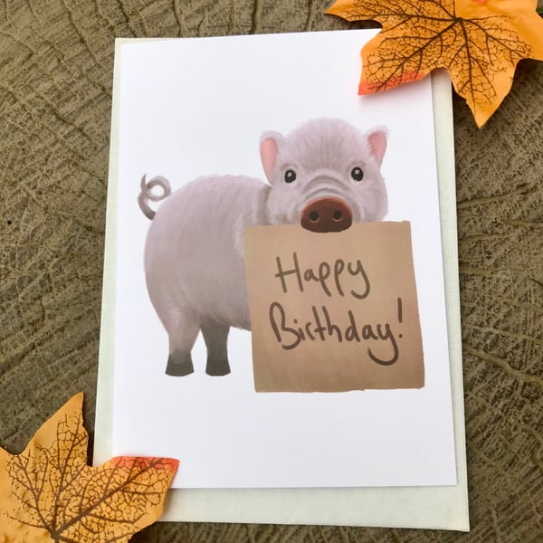 Happy Birthday Pig Greeting Card