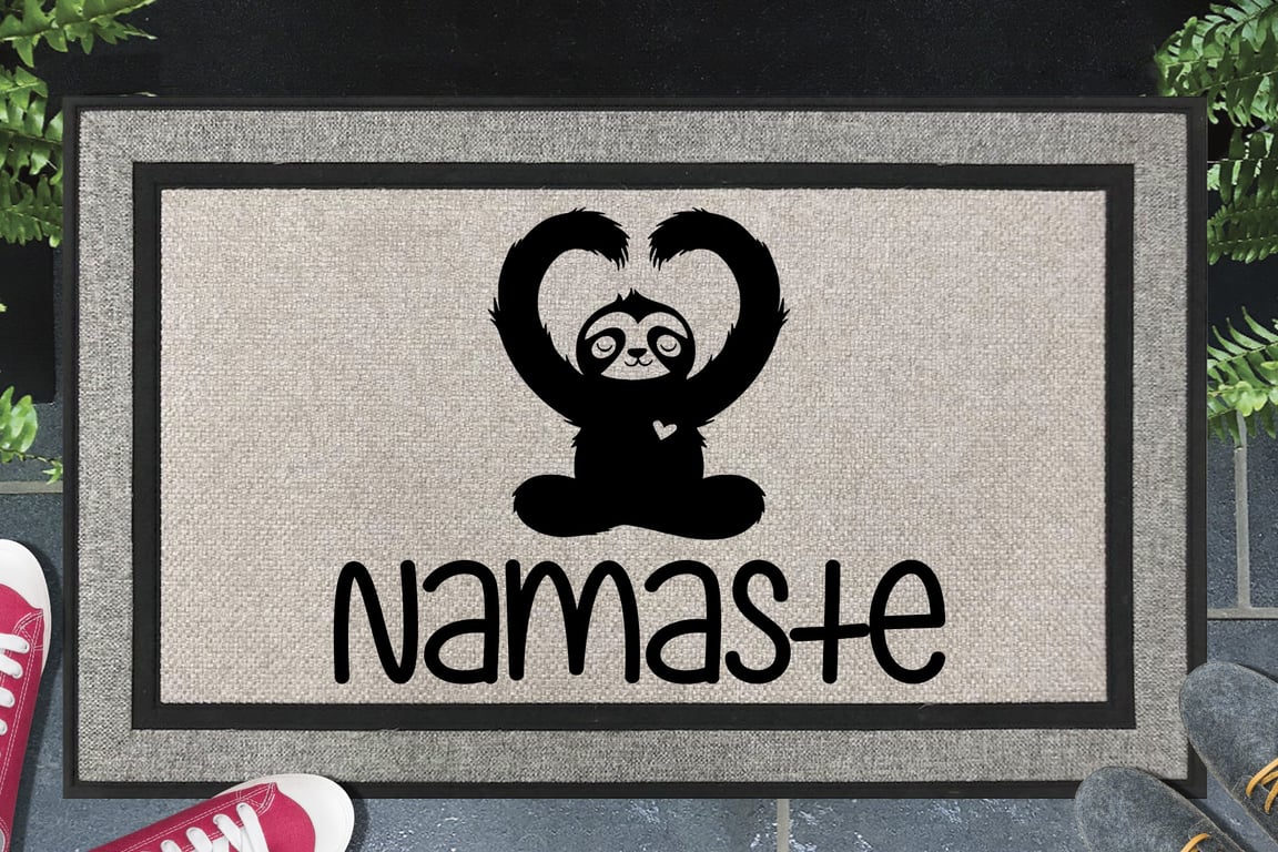 Namaste Door Mat - Sloth Welcome Mat - All Weather - 45x70cm 