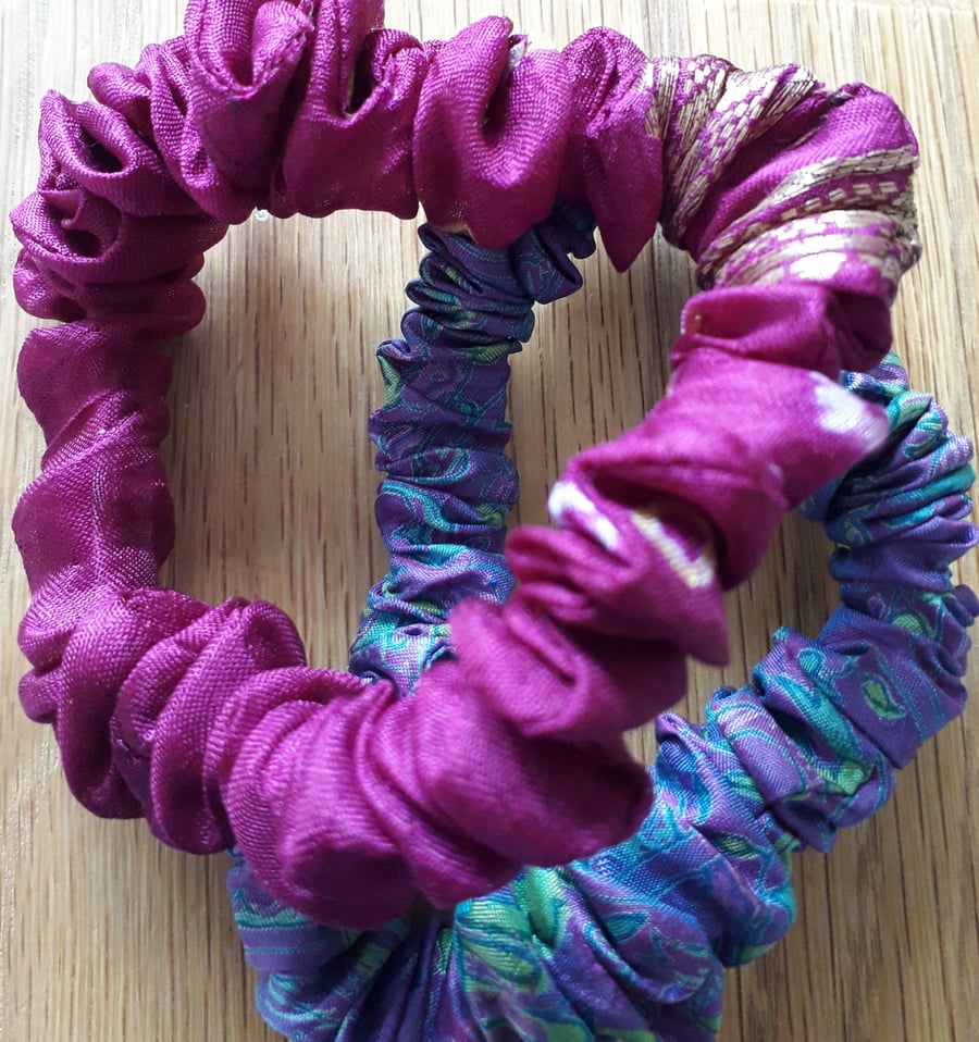 Silk scrunchies in beautiful soft colours set of 3