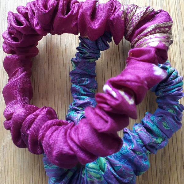 Silk scrunchies in beautiful soft colours set of 3