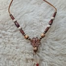 "Earth Guardian" - Bohemian tie necklace with decorative wooden beads - browns