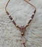 "Earth Guardian" - Bohemian tie necklace with decorative wooden beads - browns