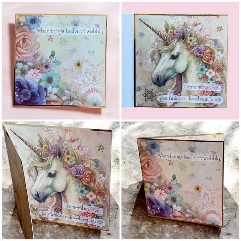 "When Things Feel Wobbly" Unicorn-Level Resilience 6x6 Greeting Card
