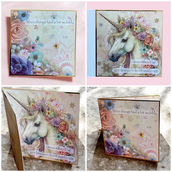 "When Things Feel Wobbly" Unicorn-Level Resilience 6x6 Greeting Card