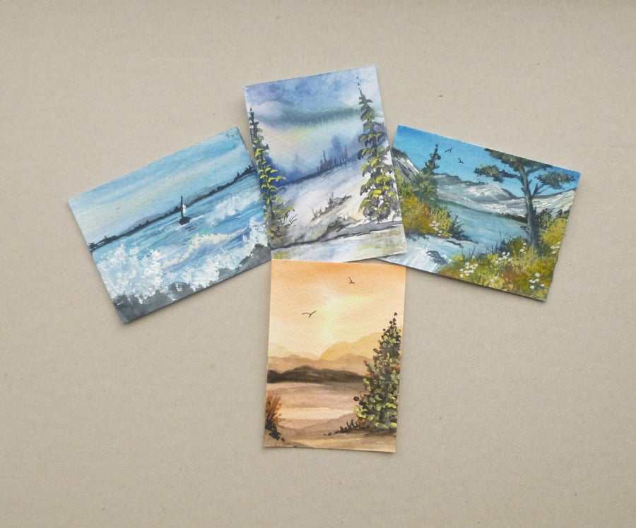 bundle of 4 bargain priced hand painted aceos ( ref F 759 E1 )