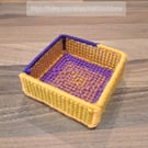Tiny tray for desk items - yellow and purple with geometric motif inside