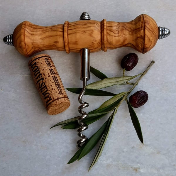 Handmade Woodturned Olive Wood Corkscrew