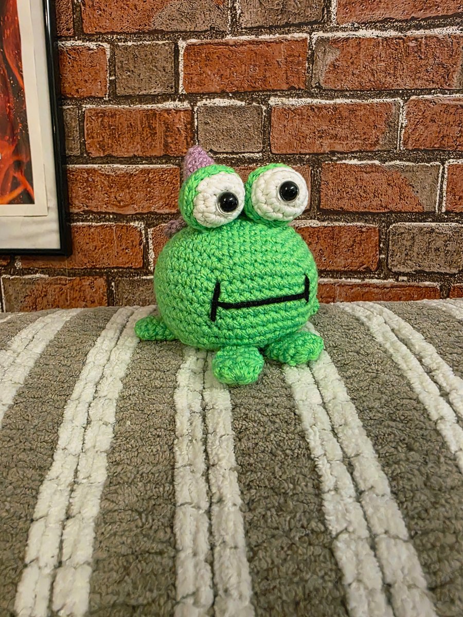  Crocheted Halloween witchy frog 