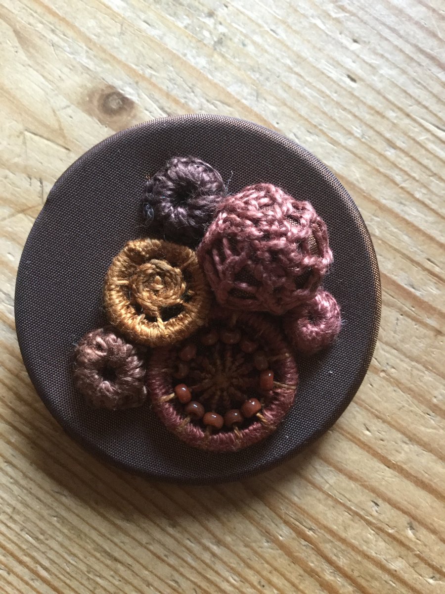 Dorset Button Medley Brooch, Chocolate, M3
