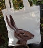 A needle felted hare portrait on a Canvas tote bag. - Image 4