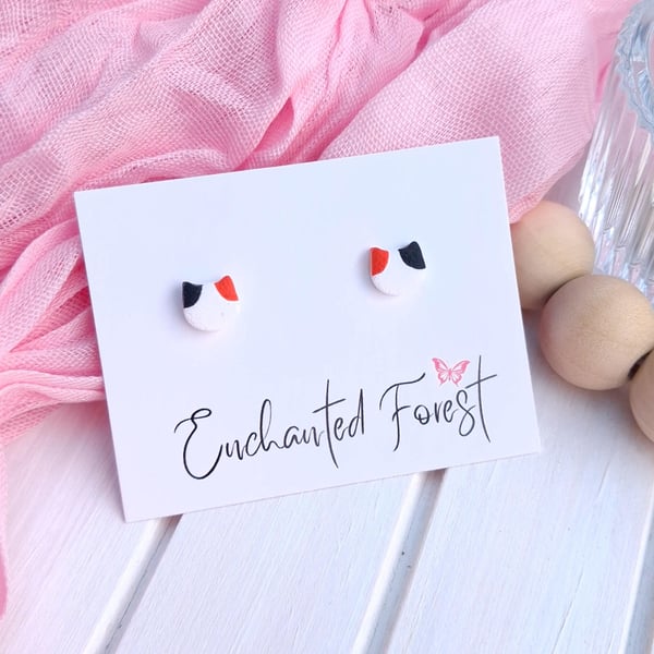 Mini Calico Cat Stud Earrings, Cat Lover Jewellery, Accessories & Gifts