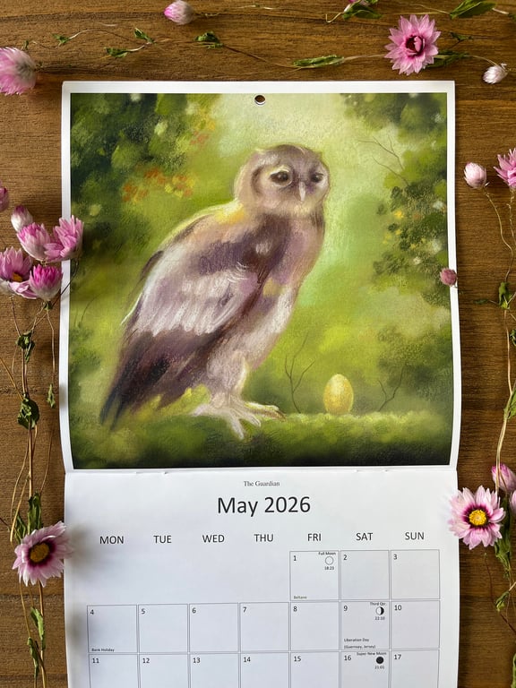 2026 Nature Art Calendar: Wildlife illustrations, calendar, Perfectly Imperfect