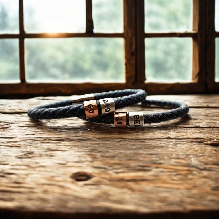 Birthday Personalised Leather Bracelet - Any Name and Age - Free Delivery