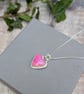 Sterling Silver Pink Aurora Opal Heart Necklace - JBJ2069