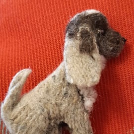 Spaniel dog Knitted and needle felt character brooch