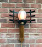 Torchiere Wall Sconce, Medieval Look, Reclaimed Wood and Ironwork - Image 1